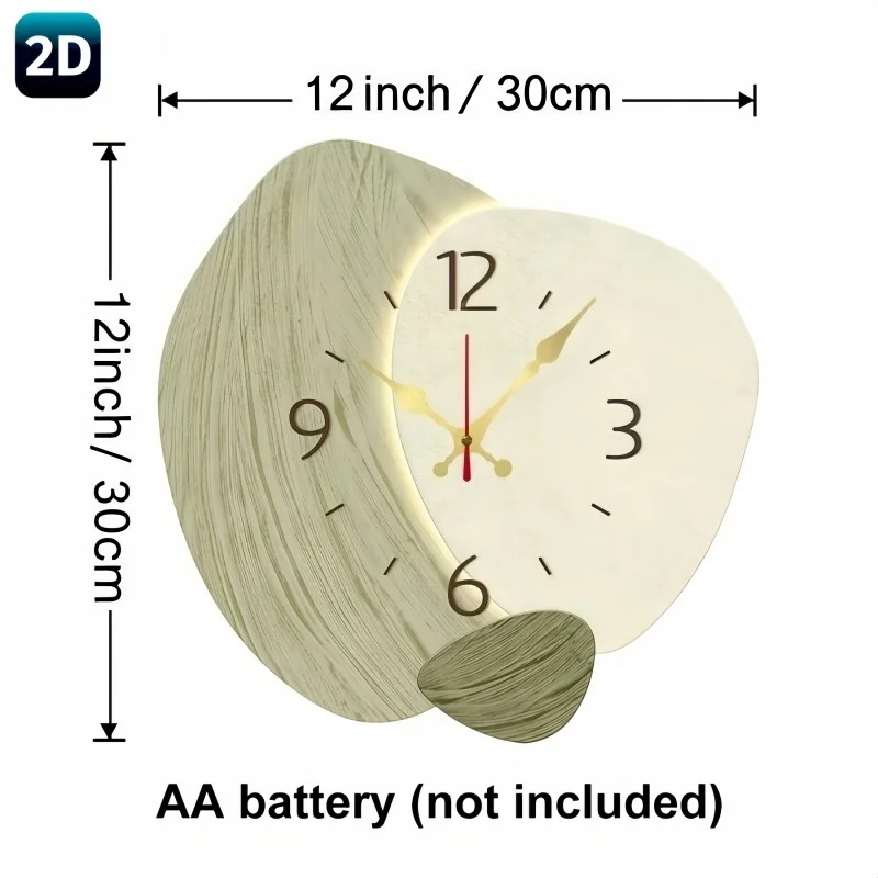 2D Flat, Wooden Silent Wall Cl - Lighting Home Decor Wall Clocks recension och pris