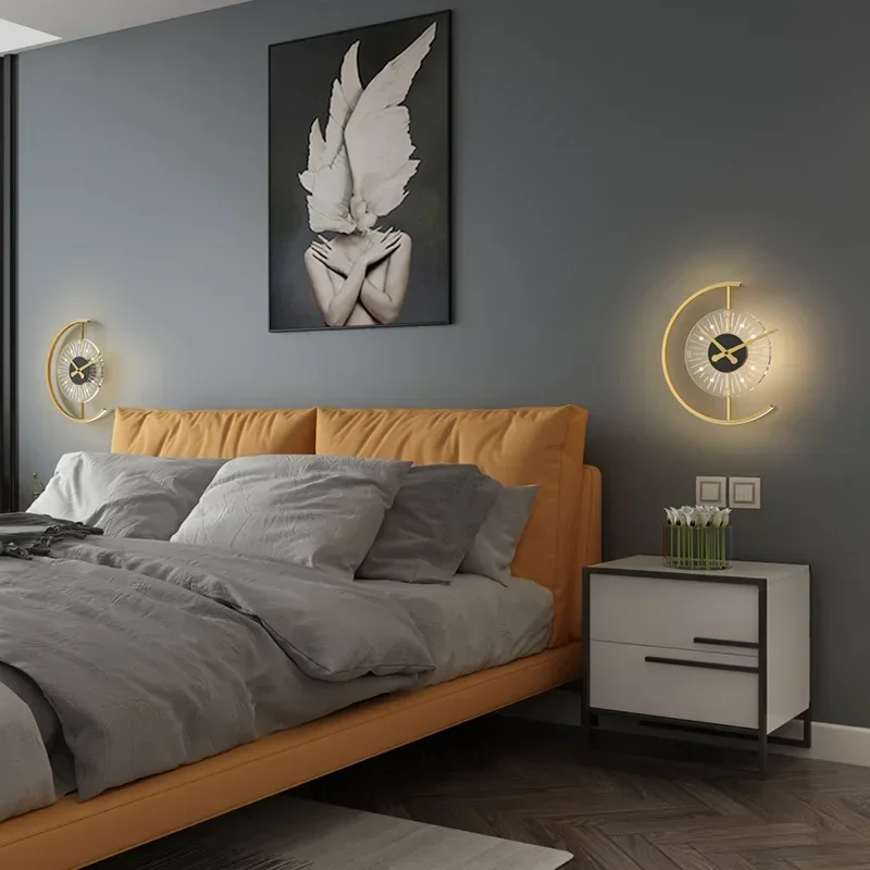 Modern LED Wall Lamp Clock Sco - Lighting Home Decor Wall Clocks recension och pris