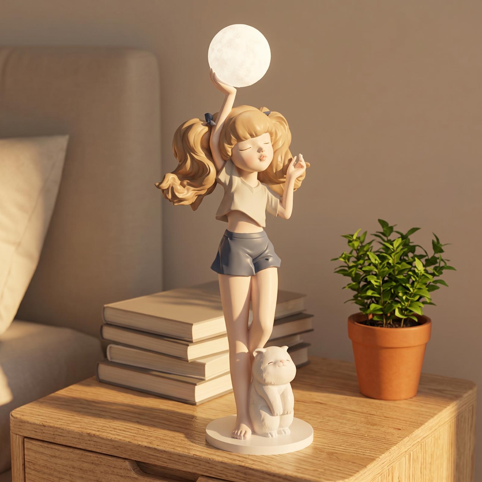 Elegant Girl Figurine Lamp wit - Lighting Decor Living Room recension och pris