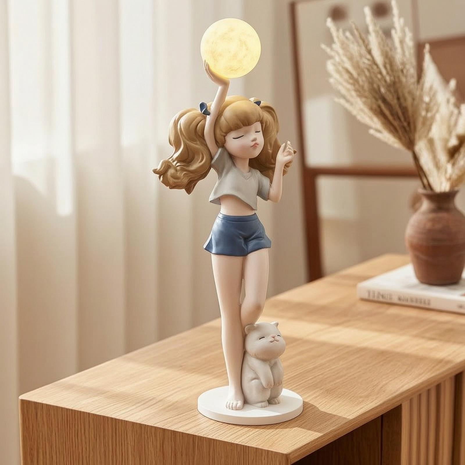 Elegant Girl Figurine Lamp wit - Lighting Decor Living Room recension och pris