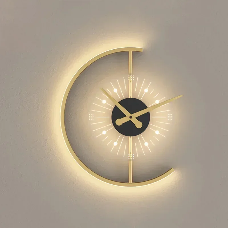 Modern LED Wall Lamp Clock Sco - Lighting Home Decor Wall Clocks recension och pris