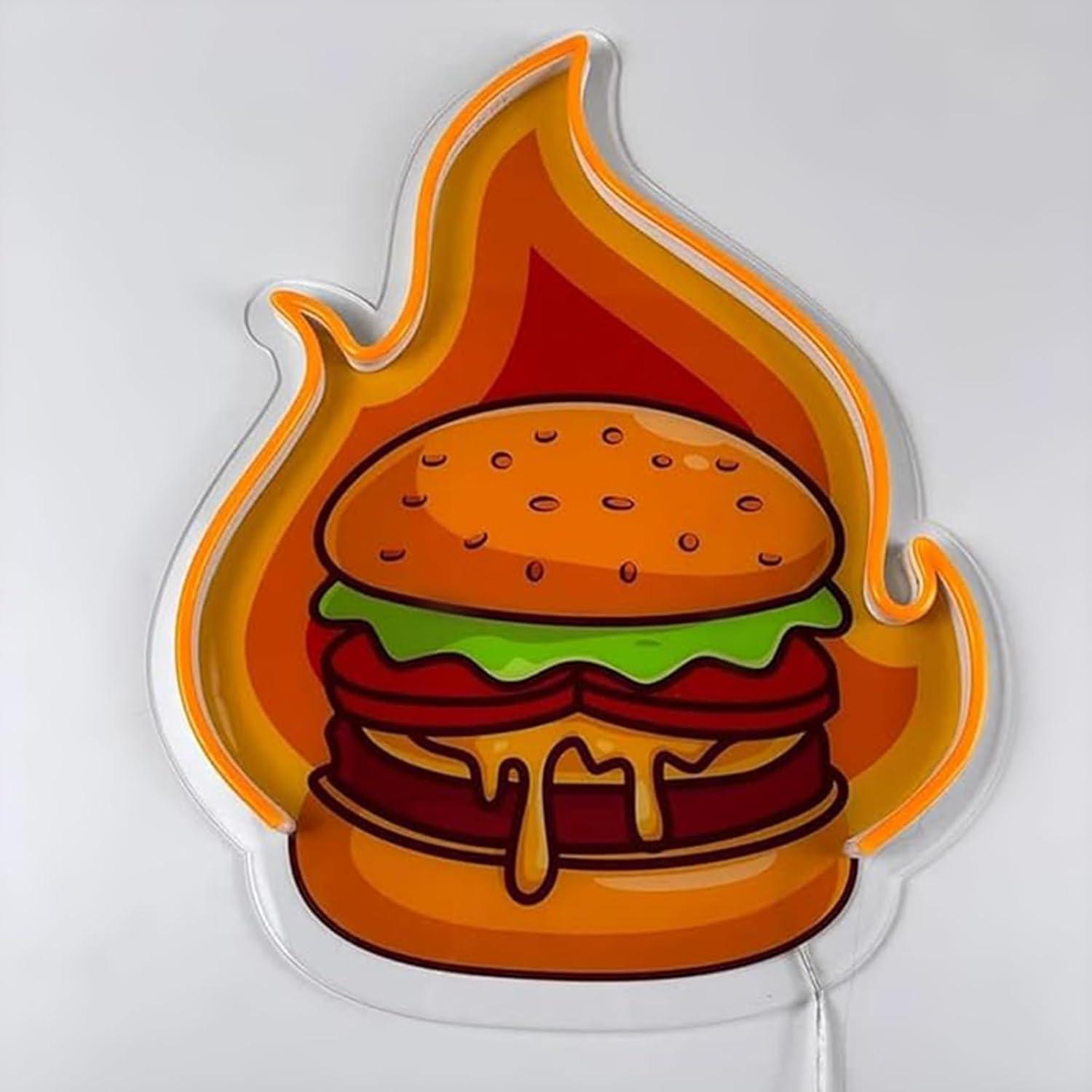 Burger Neon Sign LED Hamburger - Restaurant Lighting Decoration recension och pris