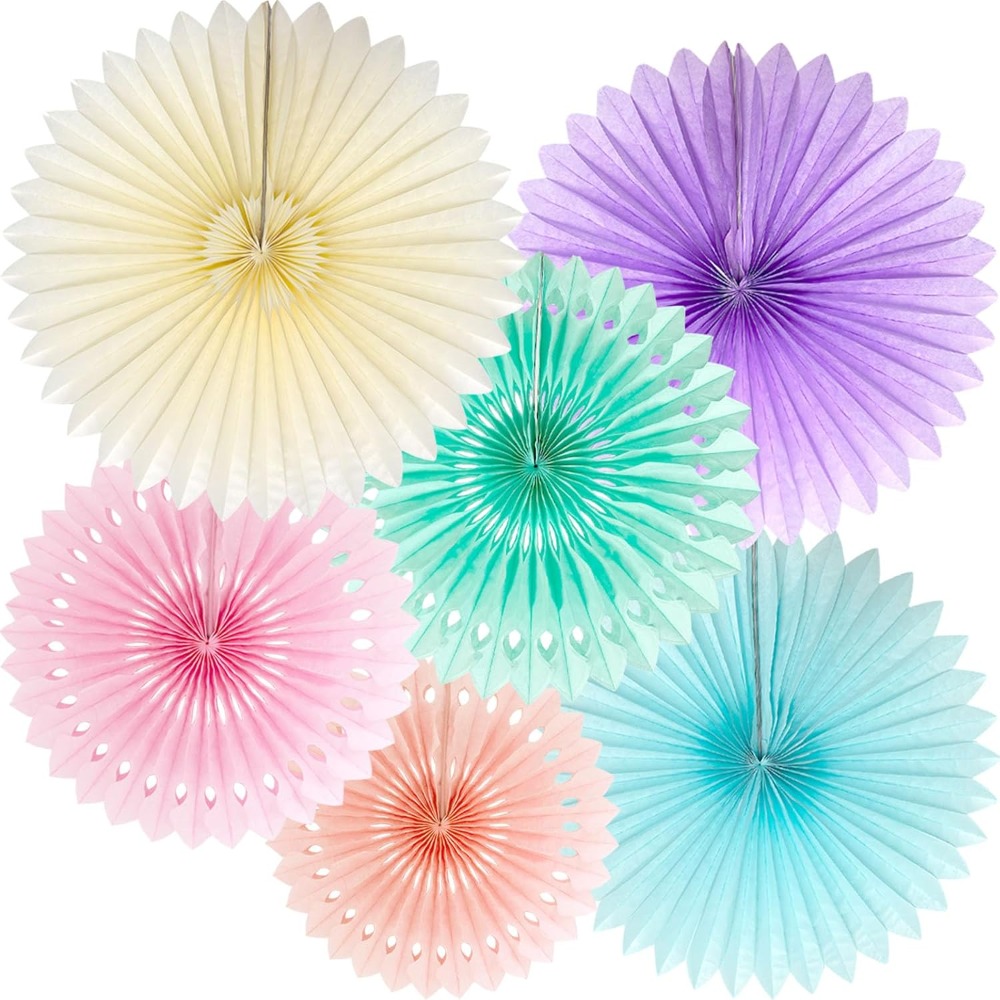 Pastel Rainbow Paper Fans Part - Decor Lighting Fans recension och pris