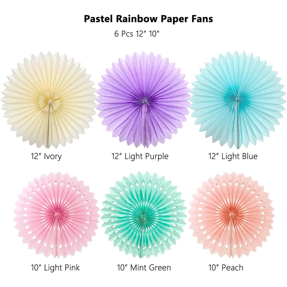 Pastel Rainbow Paper Fans Part - Decor Lighting Fans recension och pris