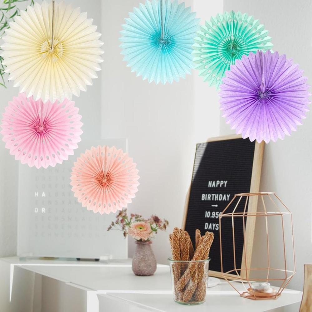 Pastel Rainbow Paper Fans Part - Decor Lighting Fans recension och pris