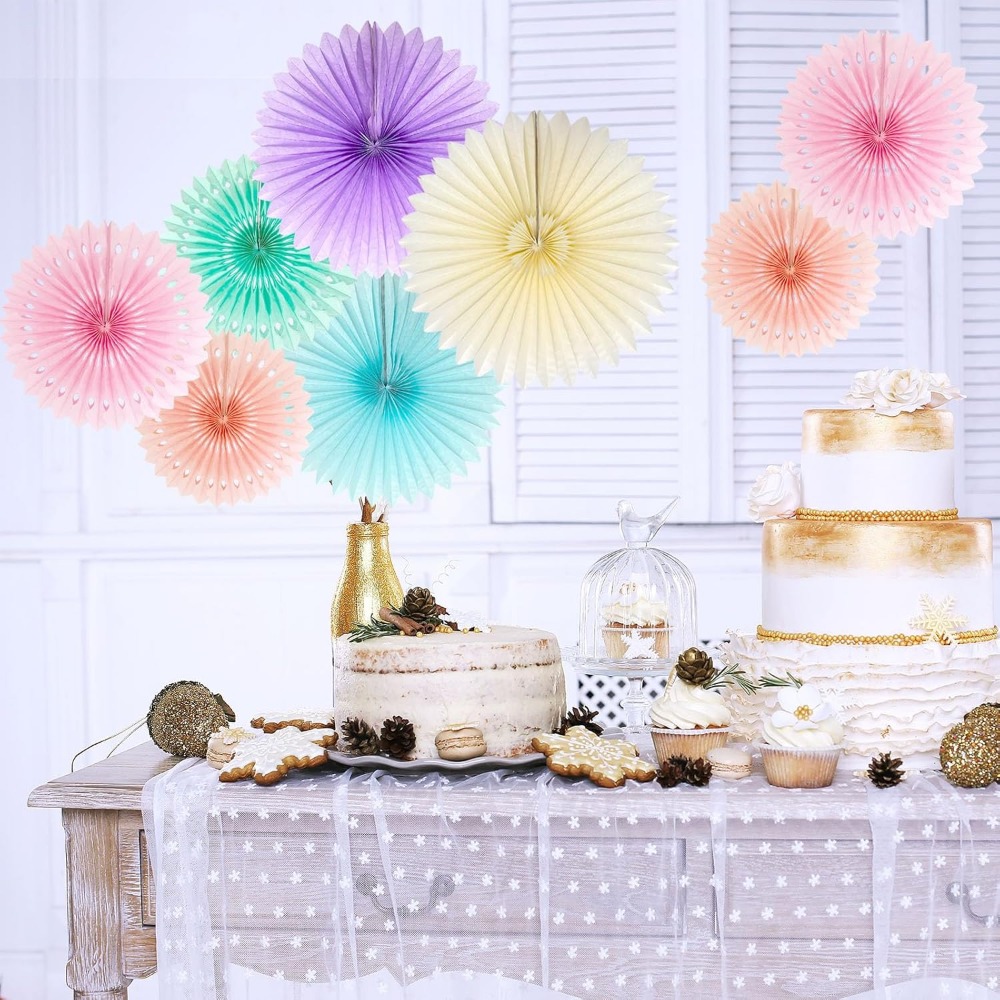 Pastel Rainbow Paper Fans Part - Decor Lighting Fans recension och pris